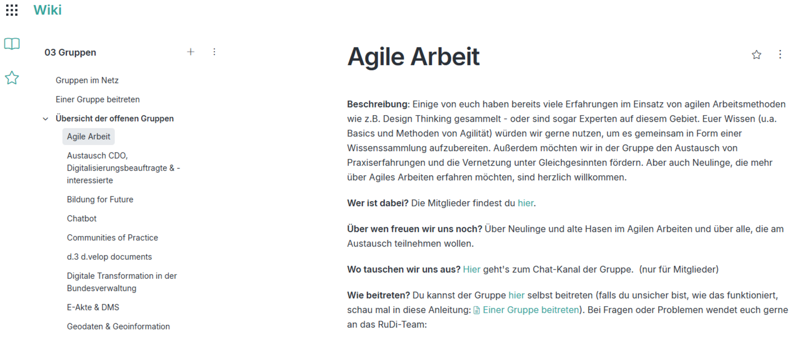 Screenshot aus dem Gruppen-Wiki